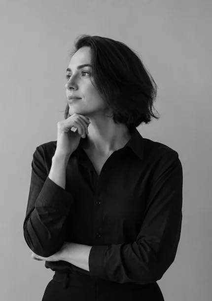 A founder with folded arms, looking off to one side