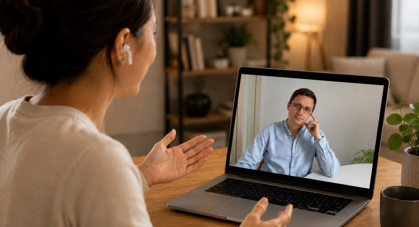 An author on a video call with her editor